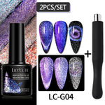 Load image into Gallery viewer, LILYCUTE 7ML 9D Cat Magnetic Gel Polish Set Semi Permanent Soak Off UV LED Glitter Nails Magnet Stick Black Gel Needed
