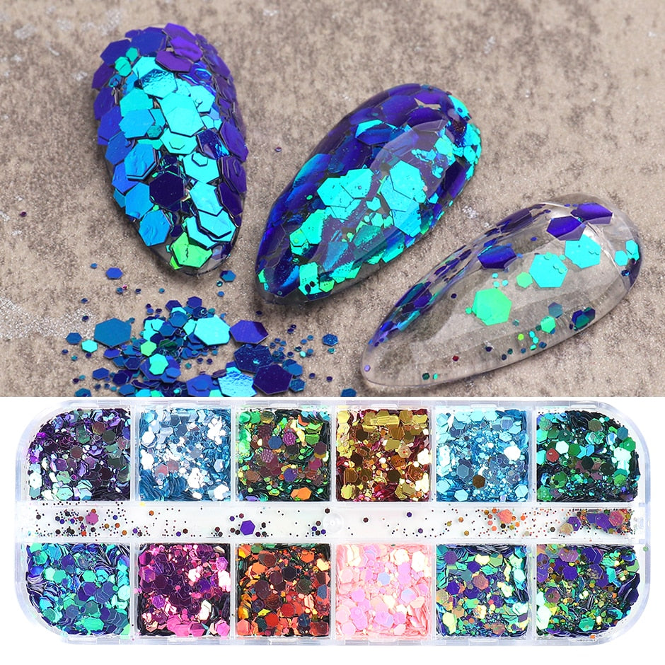 Sparkly Foil Nails Sequins Irregular Aluminum Gold Red Summer Design Set Nail Glitter Flakes Gel DIY Manicure Accessories CH950