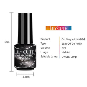 LILYCUTE 7ML 9D Cat Magnetic Gel Polish Set Semi Permanent Soak Off UV LED Glitter Nails Magnet Stick Black Gel Needed