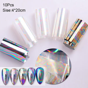 10 Sheets Nail Transfer Foil Marble Nail Art Stickers Retro Pattern Nail Art Decals DIY Nails Accessories 4*100cm