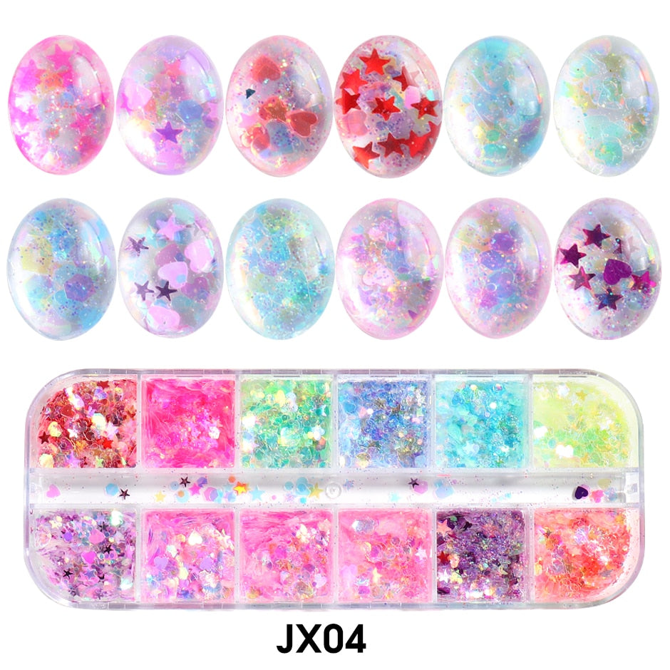 Sparkly Foil Nails Sequins Irregular Aluminum Gold Red Summer Design Set Nail Glitter Flakes Gel DIY Manicure Accessories CH950