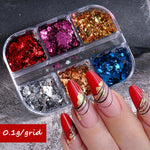 Load image into Gallery viewer, Sparkly Foil Nails Sequins Irregular Aluminum Gold Red Summer Design Set Nail Glitter Flakes Gel DIY Manicure Accessories CH950
