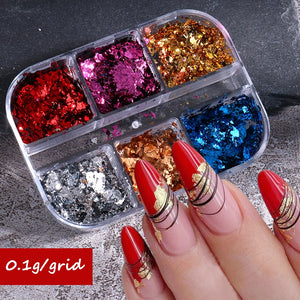 Sparkly Foil Nails Sequins Irregular Aluminum Gold Red Summer Design Set Nail Glitter Flakes Gel DIY Manicure Accessories CH950