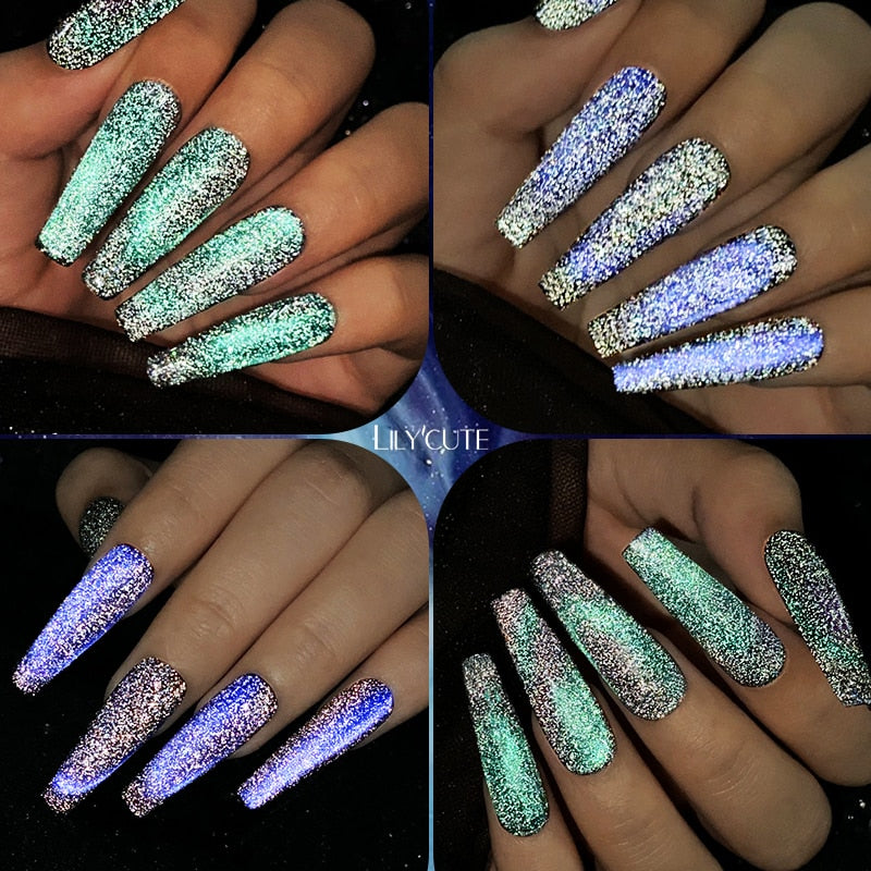 LILYCUTE 7ml 9D Reflective Cat Magnetic Gel Nail Polish Glitter Vernis Semi Permanent Soak Off Magnetic UV Gel Nail Art Gel