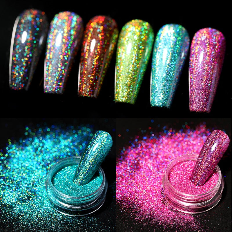 1 Box Hot Sale Iridescent Nail Powders Shiny Nail Glitters Dust Decorations For Nail Art Chrome Pigment DIY Accessories