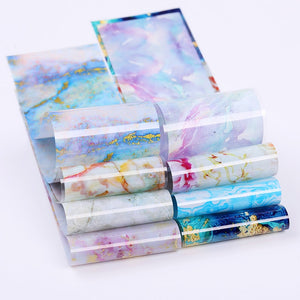 10 Sheets Nail Transfer Foil Marble Nail Art Stickers Retro Pattern Nail Art Decals DIY Nails Accessories 4*100cm