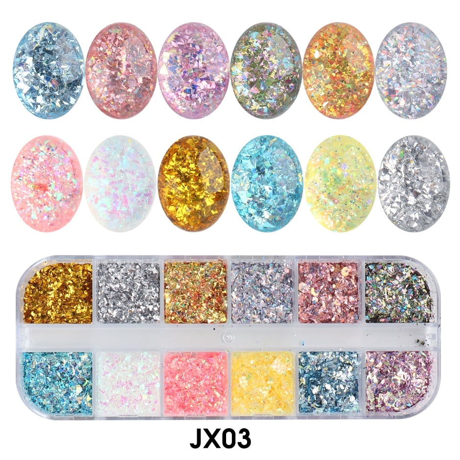 Sparkly Foil Nails Sequins Irregular Aluminum Gold Red Summer Design Set Nail Glitter Flakes Gel DIY Manicure Accessories CH950