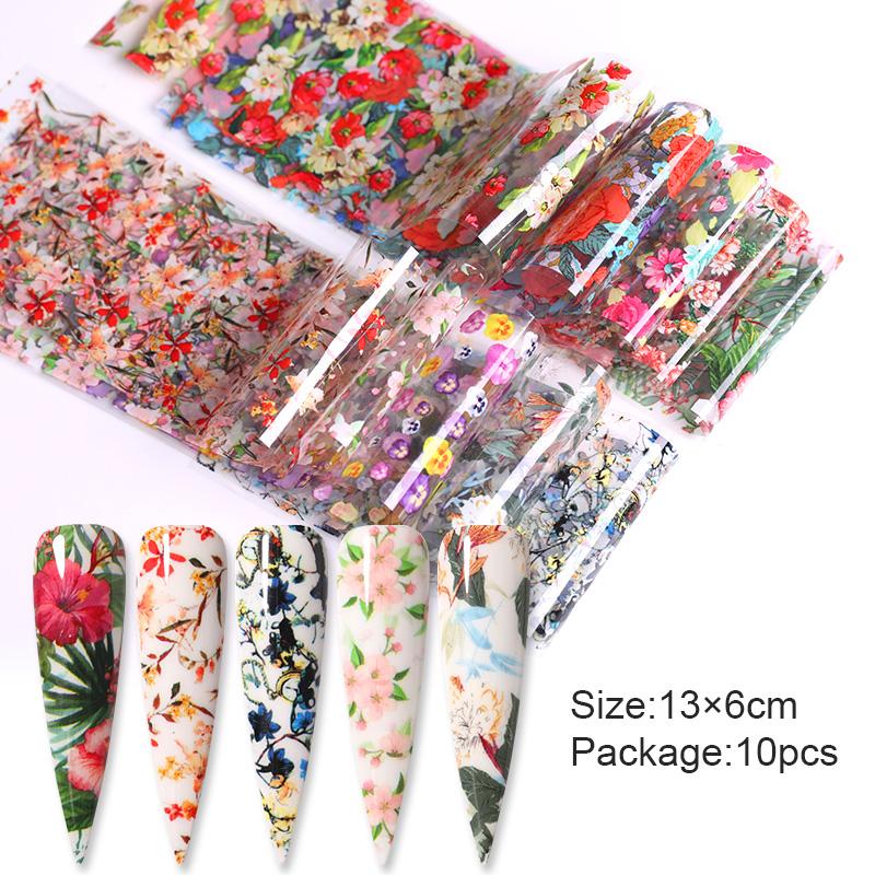 10 Sheets Nail Transfer Foil Marble Nail Art Stickers Retro Pattern Nail Art Decals DIY Nails Accessories 4*100cm