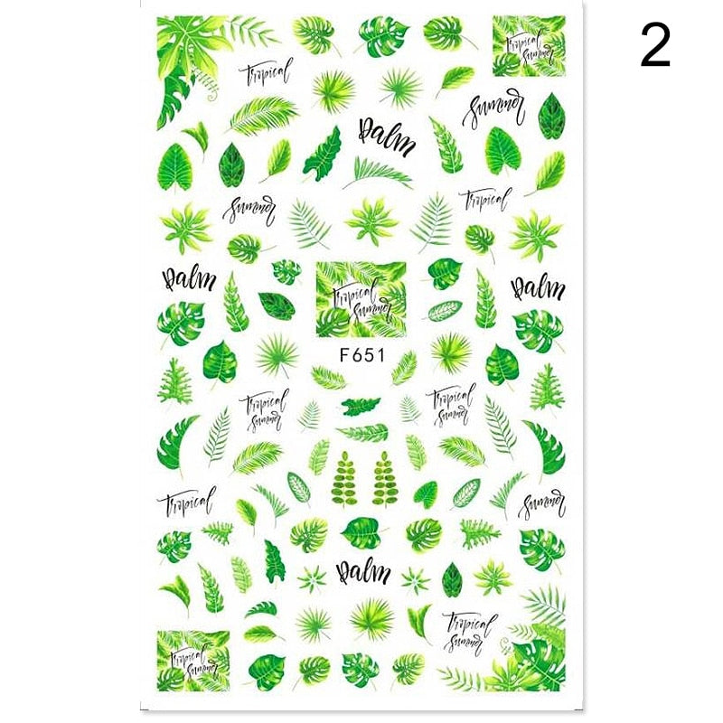 1 Sheet 3D Floral Nail Sticker Adhesive Plants Colorful Beautiful Flowers Nail Transfer Sticker Decals Nail Art Decoration