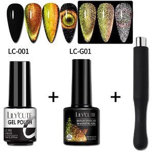 LILYCUTE 7ML 9D Cat Magnetic Gel Polish Set Semi Permanent Soak Off UV LED Glitter Nails Magnet Stick Black Gel Needed