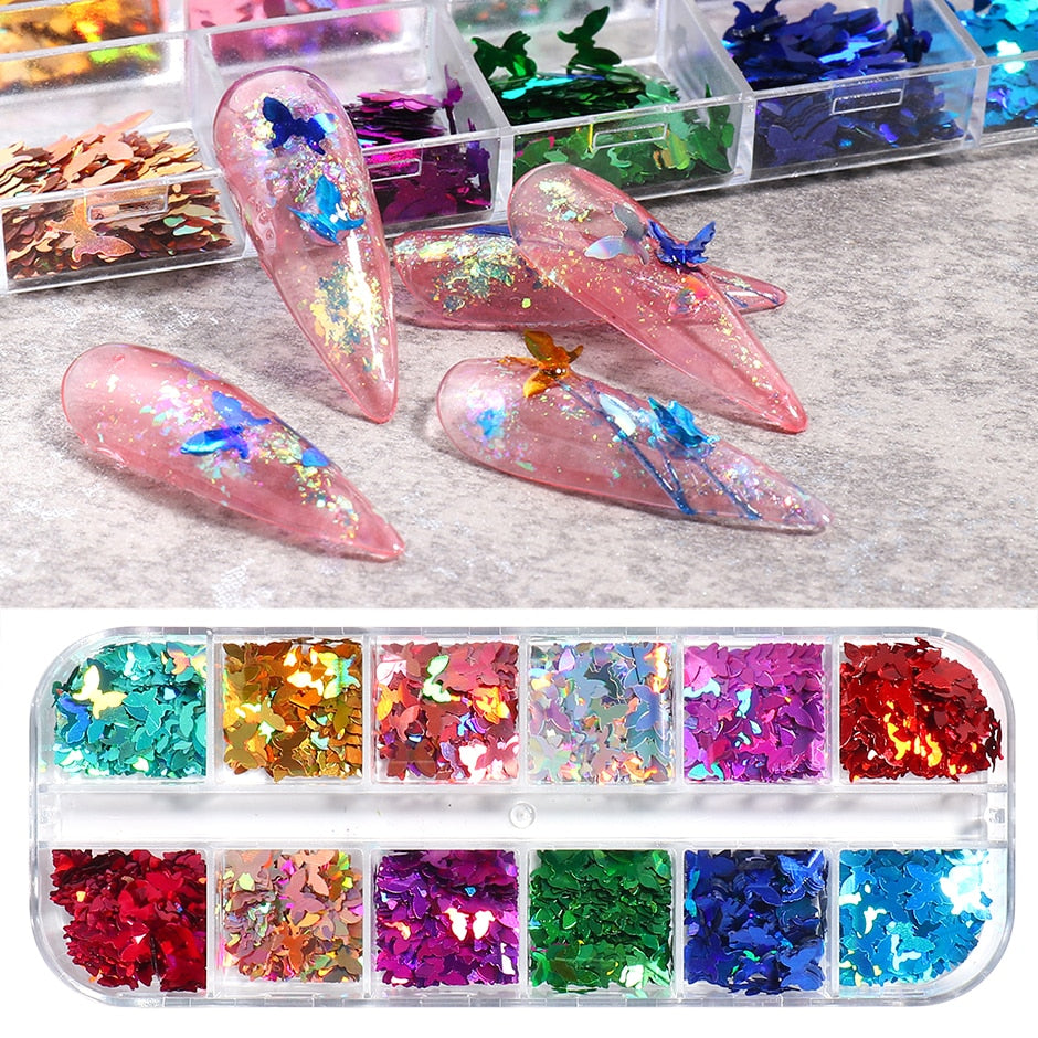 Sparkly Foil Nails Sequins Irregular Aluminum Gold Red Summer Design Set Nail Glitter Flakes Gel DIY Manicure Accessories CH950