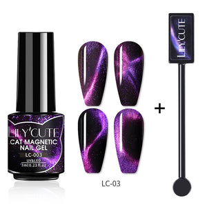 LILYCUTE 7ML 9D Cat Magnetic Gel Polish Set Semi Permanent Soak Off UV LED Glitter Nails Magnet Stick Black Gel Needed