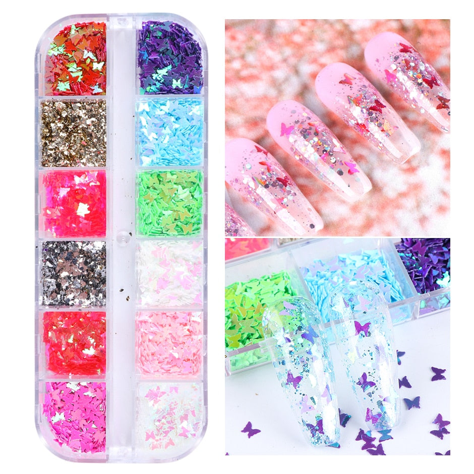 Sparkly Foil Nails Sequins Irregular Aluminum Gold Red Summer Design Set Nail Glitter Flakes Gel DIY Manicure Accessories CH950