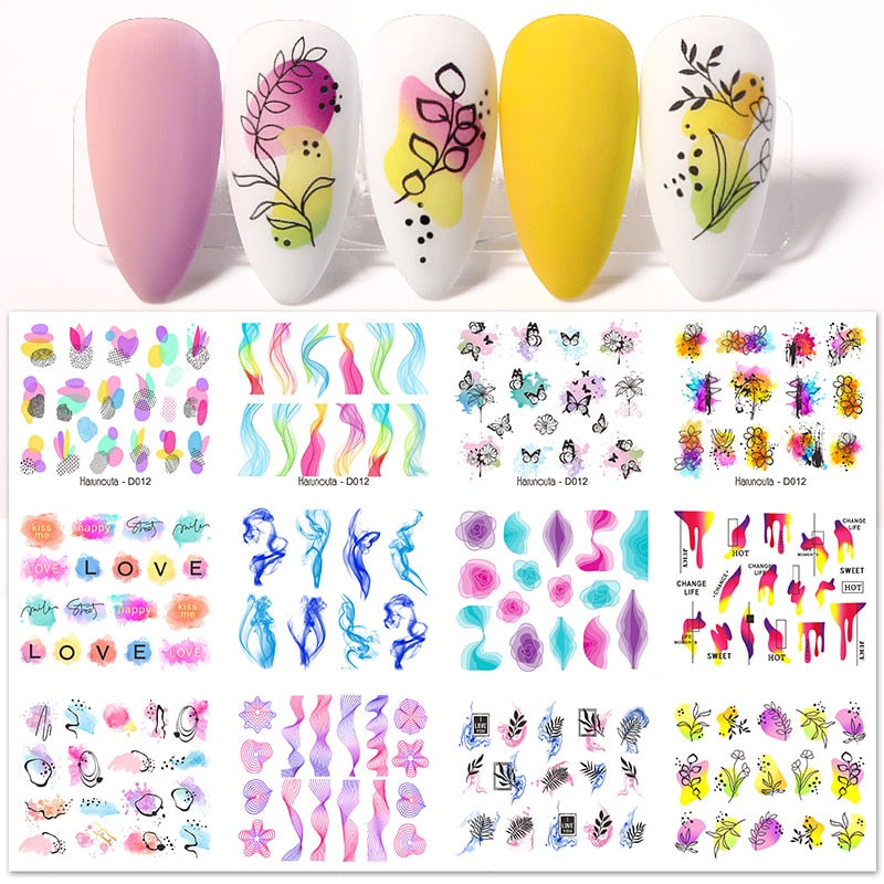 1 Sheet 3D Floral Nail Sticker Adhesive Plants Colorful Beautiful Flowers Nail Transfer Sticker Decals Nail Art Decoration