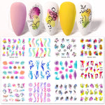 Load image into Gallery viewer, 1 Sheet 3D Floral Nail Sticker Adhesive Plants Colorful Beautiful Flowers Nail Transfer Sticker Decals Nail Art Decoration
