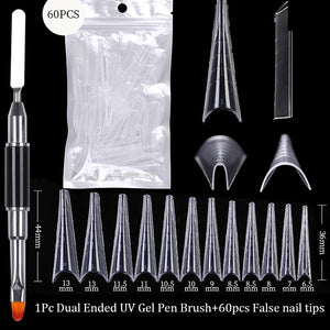 Acrylic Extension False Nail Tips Sculpted Full Cover Nail Tips Fake Finger UV Gel Polish Quick Building Mold Manicures Tool Set