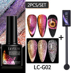 Load image into Gallery viewer, LILYCUTE 7ML 9D Cat Magnetic Gel Polish Set Semi Permanent Soak Off UV LED Glitter Nails Magnet Stick Black Gel Needed
