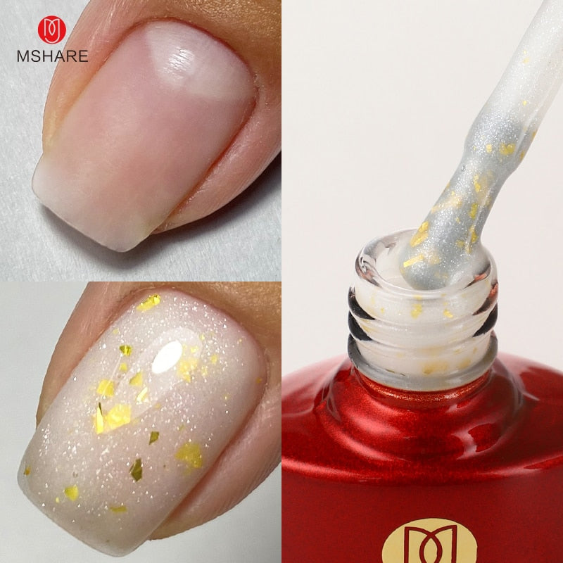 MSHARE Milky Pink Rubber Base Gel Glitter Camouflage Color Coat Nude Brown Soak Off Nails Gels Varnish Lacquer 10ml UV LED Gel