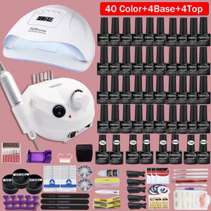 40 Colors Nail Polish super Manicure Set 120/80/54W LED Nail Lamp Nail Set With All Tools Needed For Manicure Electric Nail File