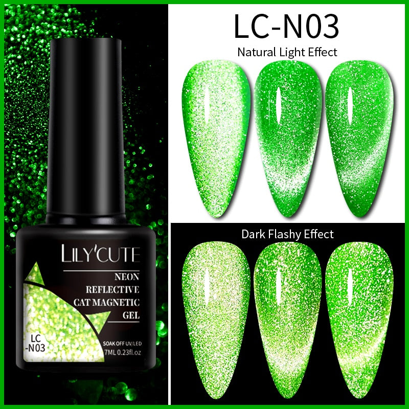 LILYCUTE 7ML 9D Cat Magnetic Gel Polish Set Semi Permanent Soak Off UV LED Glitter Nails Magnet Stick Black Gel Needed