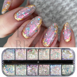 Sparkly Foil Nails Sequins Irregular Aluminum Gold Red Summer Design Set Nail Glitter Flakes Gel DIY Manicure Accessories CH950