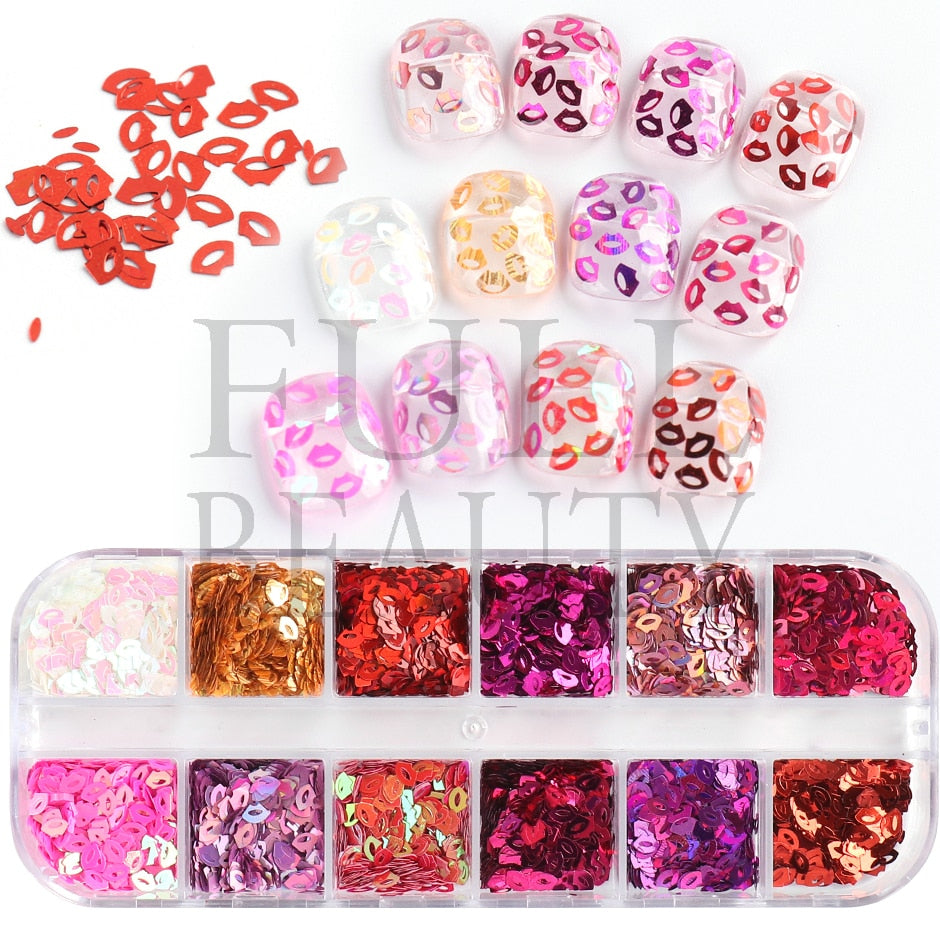 Sparkly Foil Nails Sequins Irregular Aluminum Gold Red Summer Design Set Nail Glitter Flakes Gel DIY Manicure Accessories CH950