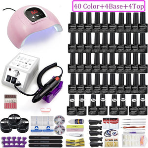 40 Colors Nail Polish super Manicure Set 120/80/54W LED Nail Lamp Nail Set With All Tools Needed For Manicure Electric Nail File