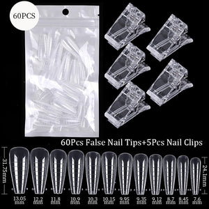 Acrylic Extension False Nail Tips Sculpted Full Cover Nail Tips Fake Finger UV Gel Polish Quick Building Mold Manicures Tool Set