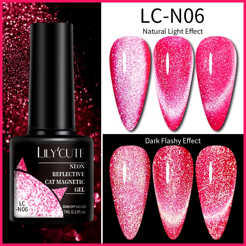 LILYCUTE 7ML 9D Cat Magnetic Gel Polish Set Semi Permanent Soak Off UV LED Glitter Nails Magnet Stick Black Gel Needed