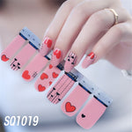 Load image into Gallery viewer, 1sheet Korean Nail Polish Strips DIY Waterproof Nail Wraps Mixed Patterns Full Nail Patch Adhesive for Women Nail Art Stickers
