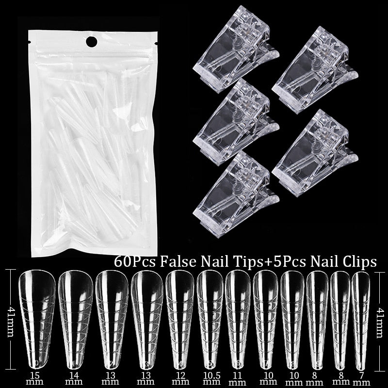 Acrylic Extension False Nail Tips Sculpted Full Cover Nail Tips Fake Finger UV Gel Polish Quick Building Mold Manicures Tool Set