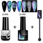 Load image into Gallery viewer, LILYCUTE 7ML 9D Cat Magnetic Gel Polish Set Semi Permanent Soak Off UV LED Glitter Nails Magnet Stick Black Gel Needed
