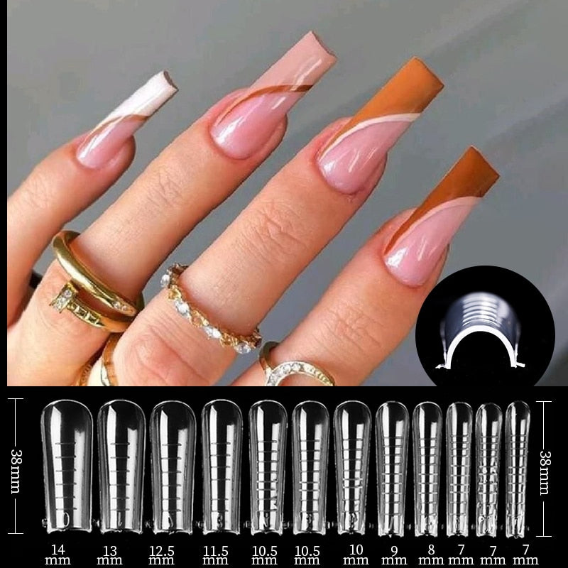 Acrylic Extension False Nail Tips Sculpted Full Cover Nail Tips Fake Finger UV Gel Polish Quick Building Mold Manicures Tool Set