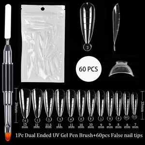 Acrylic Extension False Nail Tips Sculpted Full Cover Nail Tips Fake Finger UV Gel Polish Quick Building Mold Manicures Tool Set