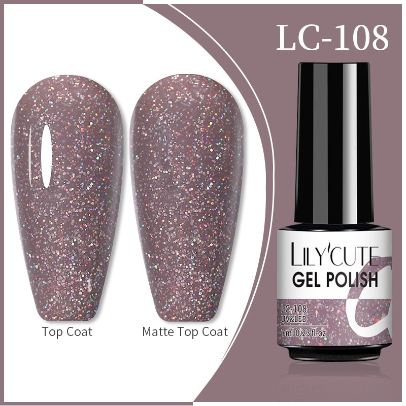 LILYCUTE 7ml 9D Reflective Cat Magnetic Gel Nail Polish Glitter Vernis Semi Permanent Soak Off Magnetic UV Gel Nail Art Gel