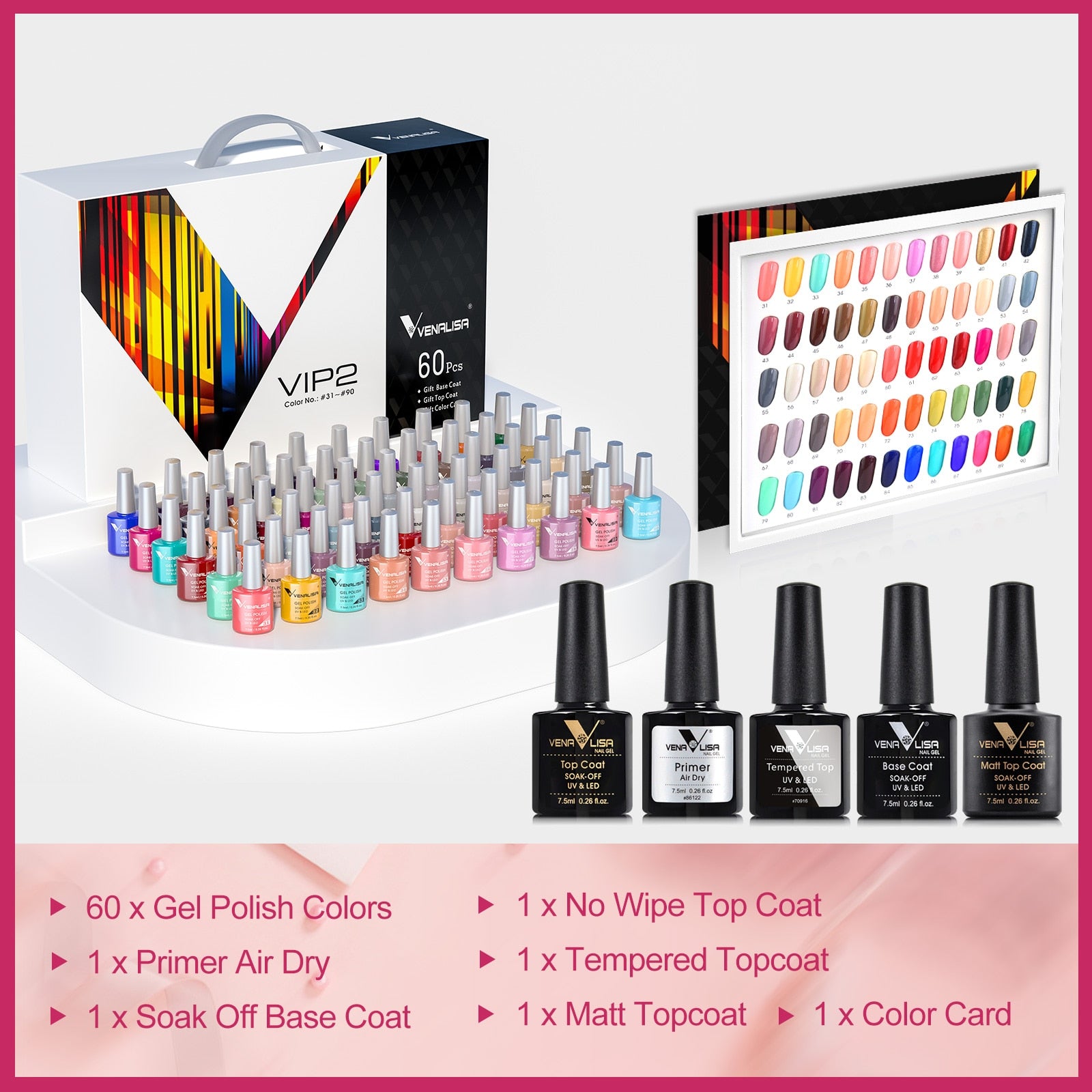 New 60 Fashion Color Venalisa Gel Polish Varnish Color Gel Polish For Nail Art Design Nail Gel Nail Salon Used Nail Gel Kit