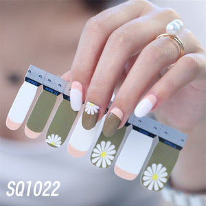 1sheet Korean Nail Polish Strips DIY Waterproof Nail Wraps Mixed Patterns Full Nail Patch Adhesive for Women Nail Art Stickers