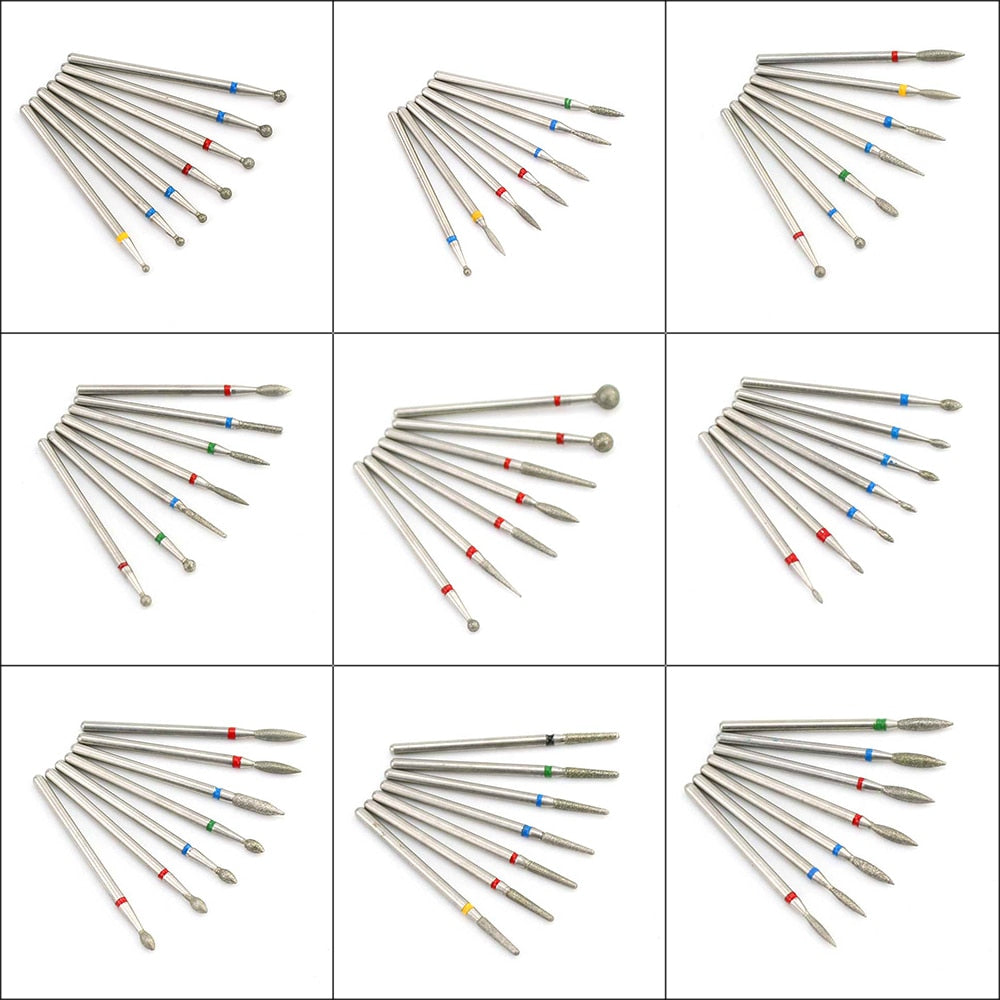 7pcs/Set Diamond Nail Drill Bit Rotery Electric Milling Cutters For Pedicure Manicure Files Cuticle Burr Nail Tools Accessories