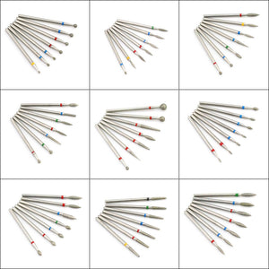 7pcs/Set Diamond Nail Drill Bit Rotery Electric Milling Cutters For Pedicure Manicure Files Cuticle Burr Nail Tools Accessories