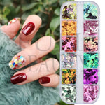 Load image into Gallery viewer, Sparkly Foil Nails Sequins Irregular Aluminum Gold Red Summer Design Set Nail Glitter Flakes Gel DIY Manicure Accessories CH950
