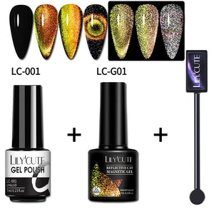 LILYCUTE 7ML 9D Cat Magnetic Gel Polish Set Semi Permanent Soak Off UV LED Glitter Nails Magnet Stick Black Gel Needed