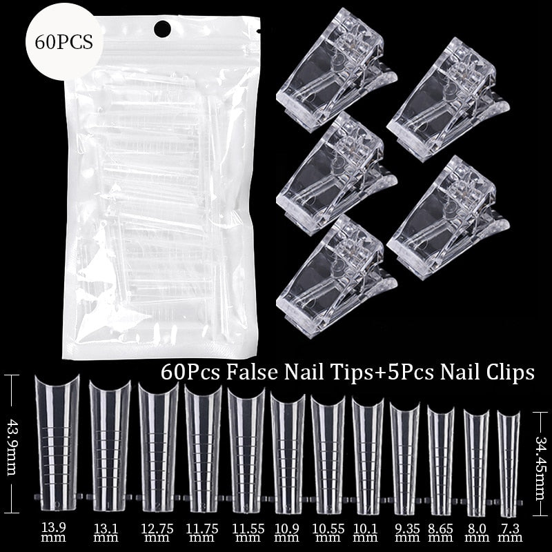 Acrylic Extension False Nail Tips Sculpted Full Cover Nail Tips Fake Finger UV Gel Polish Quick Building Mold Manicures Tool Set