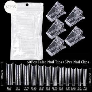 Acrylic Extension False Nail Tips Sculpted Full Cover Nail Tips Fake Finger UV Gel Polish Quick Building Mold Manicures Tool Set