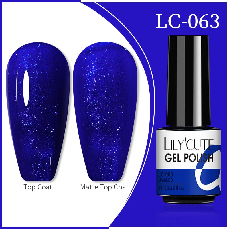 LILYCUTE 7ml 9D Reflective Cat Magnetic Gel Nail Polish Glitter Vernis Semi Permanent Soak Off Magnetic UV Gel Nail Art Gel