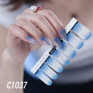 1sheet Korean Nail Polish Strips DIY Waterproof Nail Wraps Mixed Patterns Full Nail Patch Adhesive for Women Nail Art Stickers