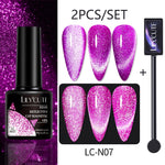 Load image into Gallery viewer, LILYCUTE 7ML 9D Cat Magnetic Gel Polish Set Semi Permanent Soak Off UV LED Glitter Nails Magnet Stick Black Gel Needed
