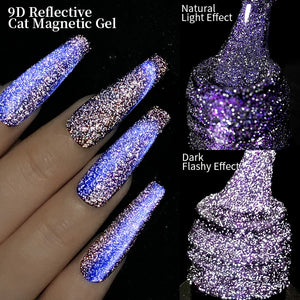 LILYCUTE 7ml 9D Reflective Cat Magnetic Gel Nail Polish Glitter Vernis Semi Permanent Soak Off Magnetic UV Gel Nail Art Gel