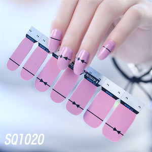 1sheet Korean Nail Polish Strips DIY Waterproof Nail Wraps Mixed Patterns Full Nail Patch Adhesive for Women Nail Art Stickers