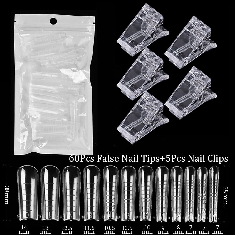 Acrylic Extension False Nail Tips Sculpted Full Cover Nail Tips Fake Finger UV Gel Polish Quick Building Mold Manicures Tool Set