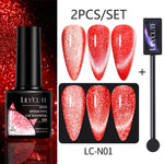 Load image into Gallery viewer, LILYCUTE 7ML 9D Cat Magnetic Gel Polish Set Semi Permanent Soak Off UV LED Glitter Nails Magnet Stick Black Gel Needed
